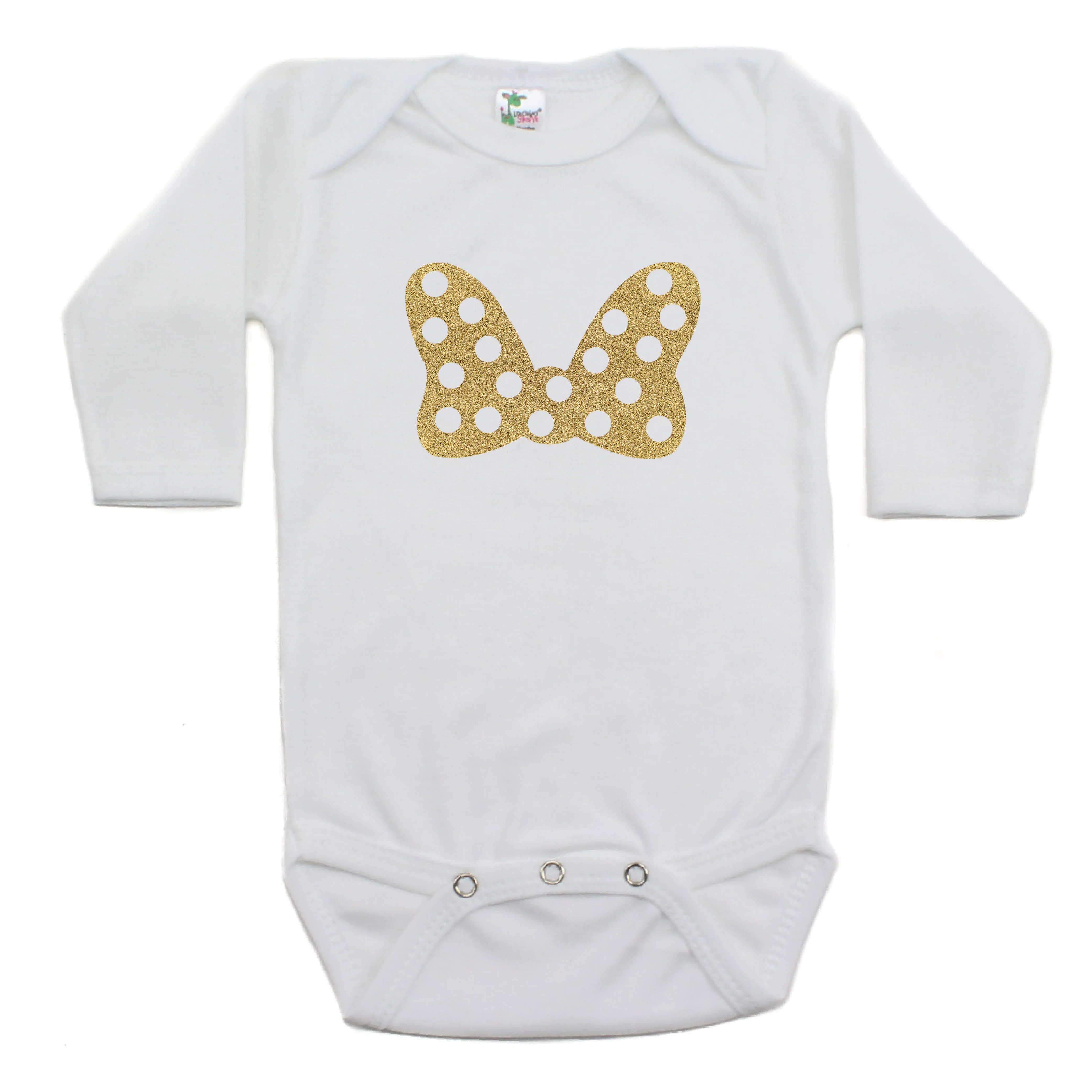 Minnie Mouse Bow Long Sleeve 100% Cotton Bodysuit