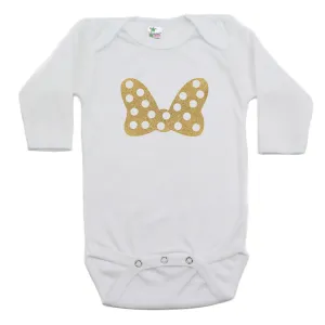 Minnie Mouse Bow Long Sleeve 100% Cotton Bodysuit
