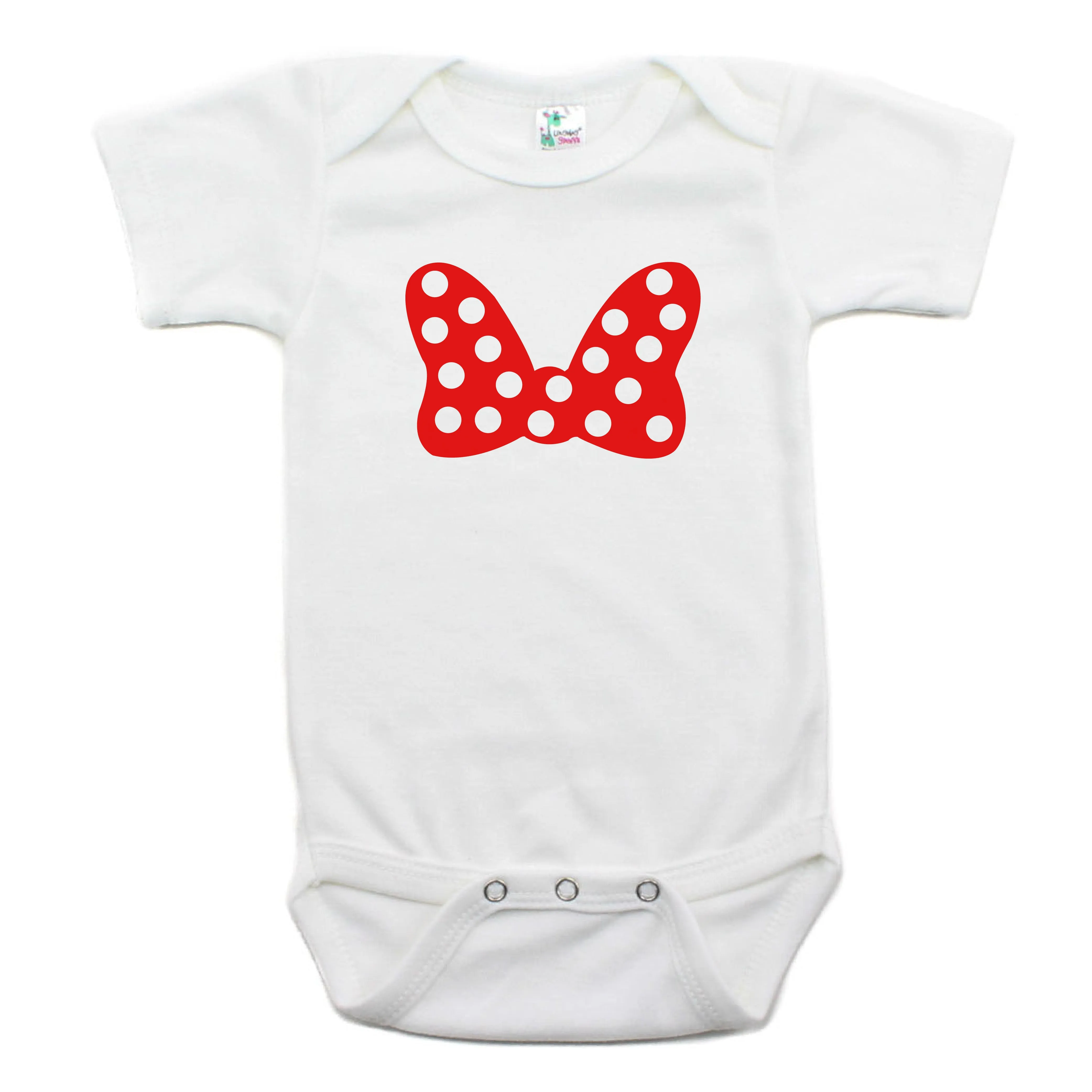 Minnie Mouse Bow Short Sleeve 100% Cotton Bodysuit