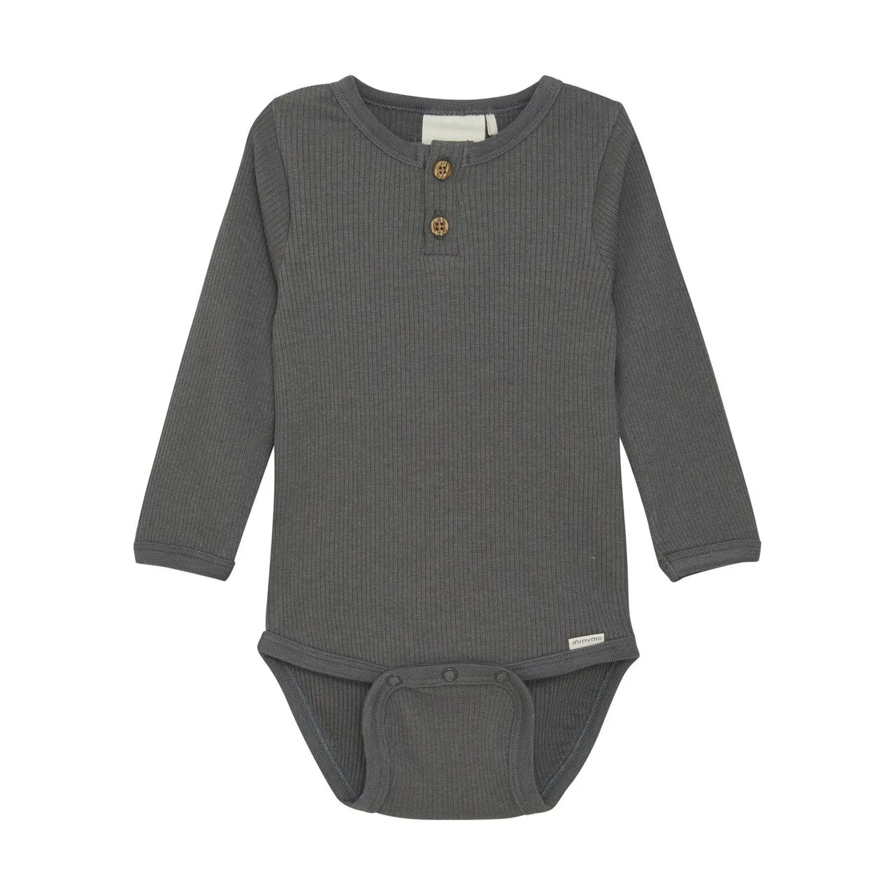 Minymo - Long Sleeve Ribbed Bodysuit - Concrete