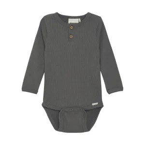 Minymo - Long Sleeve Ribbed Bodysuit - Concrete