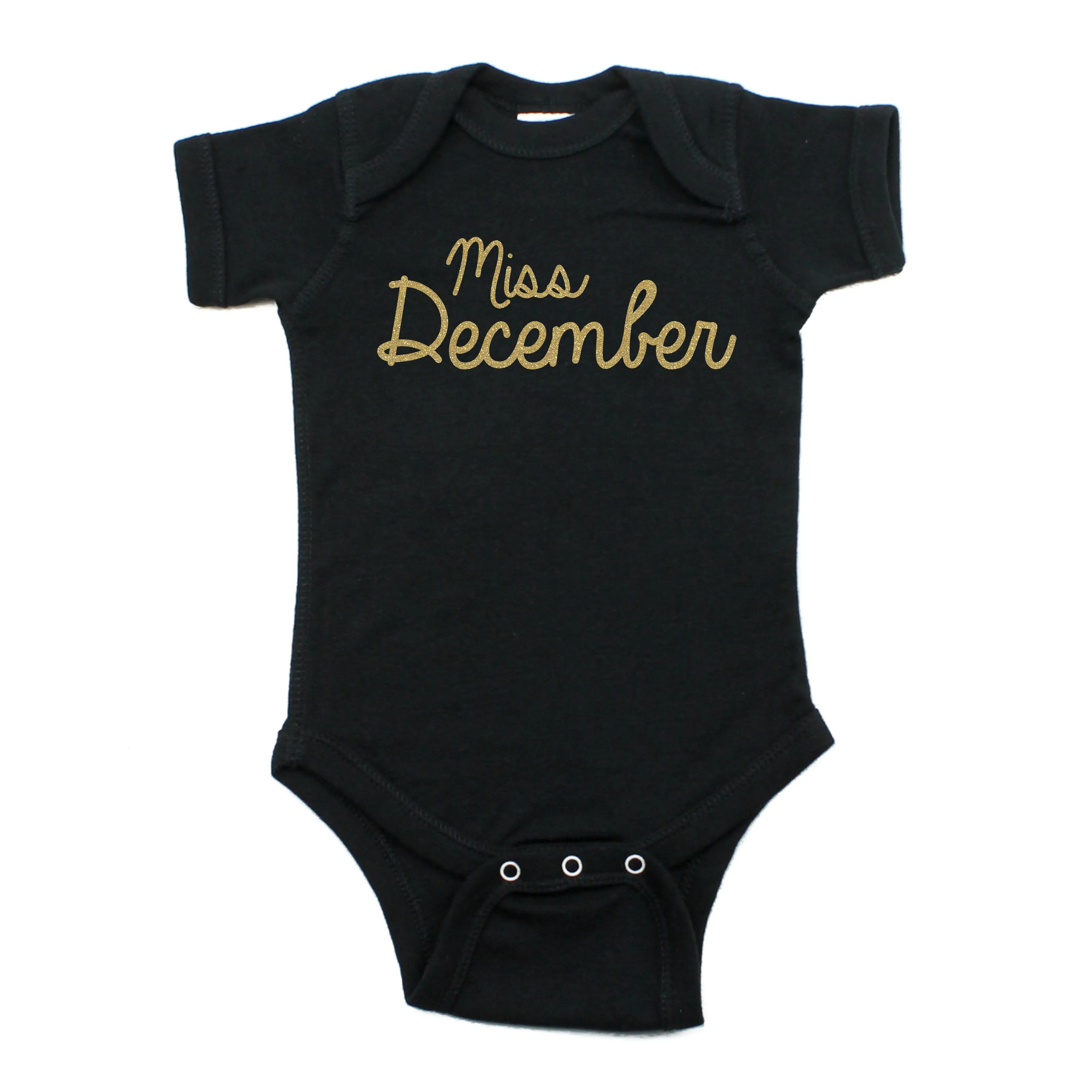 Miss December Glitter Short Sleeve Infant Bodysuit
