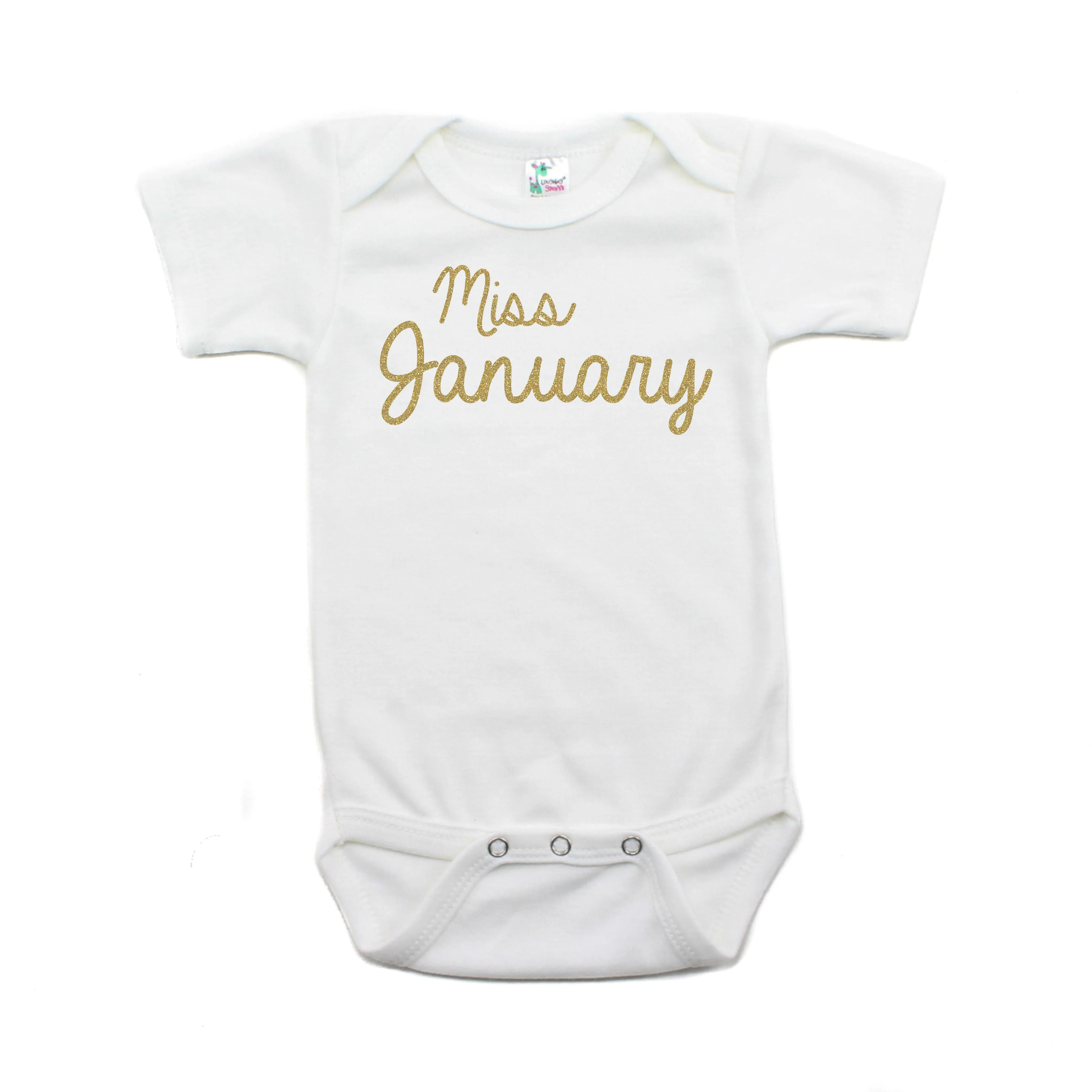 Miss January Glitter Short Sleeve Infant Bodysuit