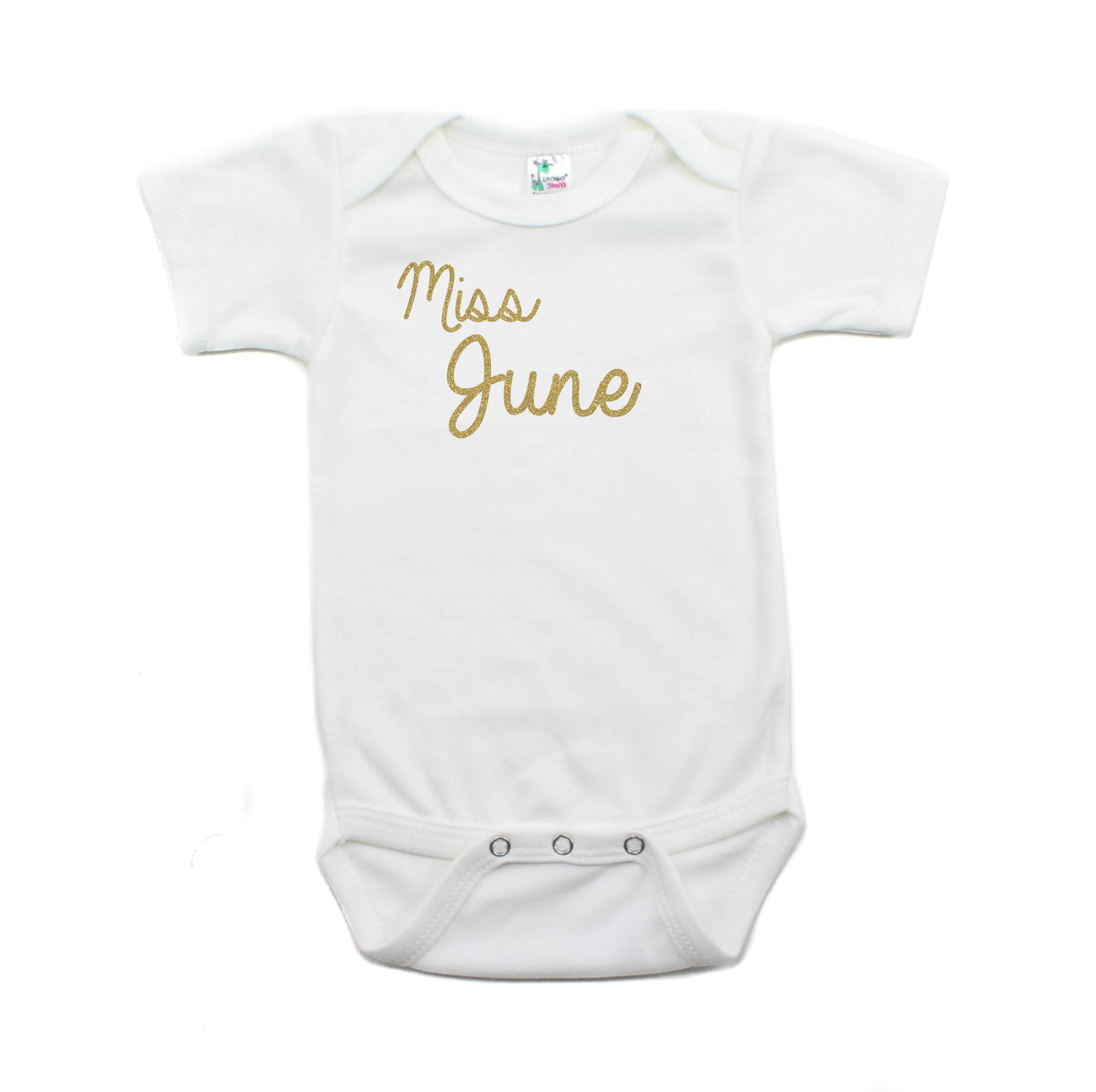 Miss June Glitter Short Sleeve Infant Bodysuit