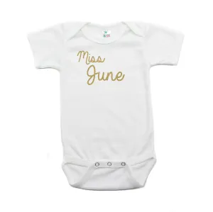 Miss June Glitter Short Sleeve Infant Bodysuit