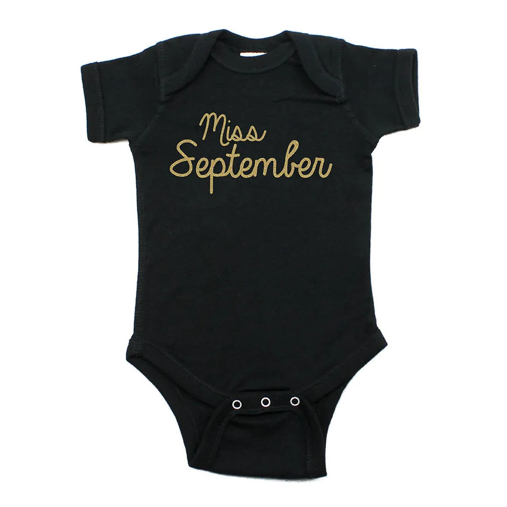 Miss September Glitter Short Sleeve Infant Bodysuit