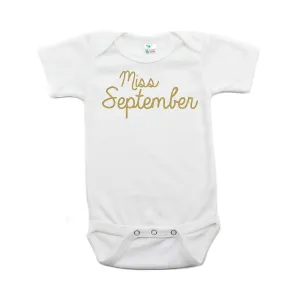 Miss September Glitter Short Sleeve Infant Bodysuit