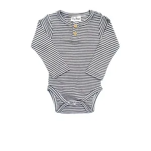 Modal Rib Henley Bodysuit - Natural Stripe
