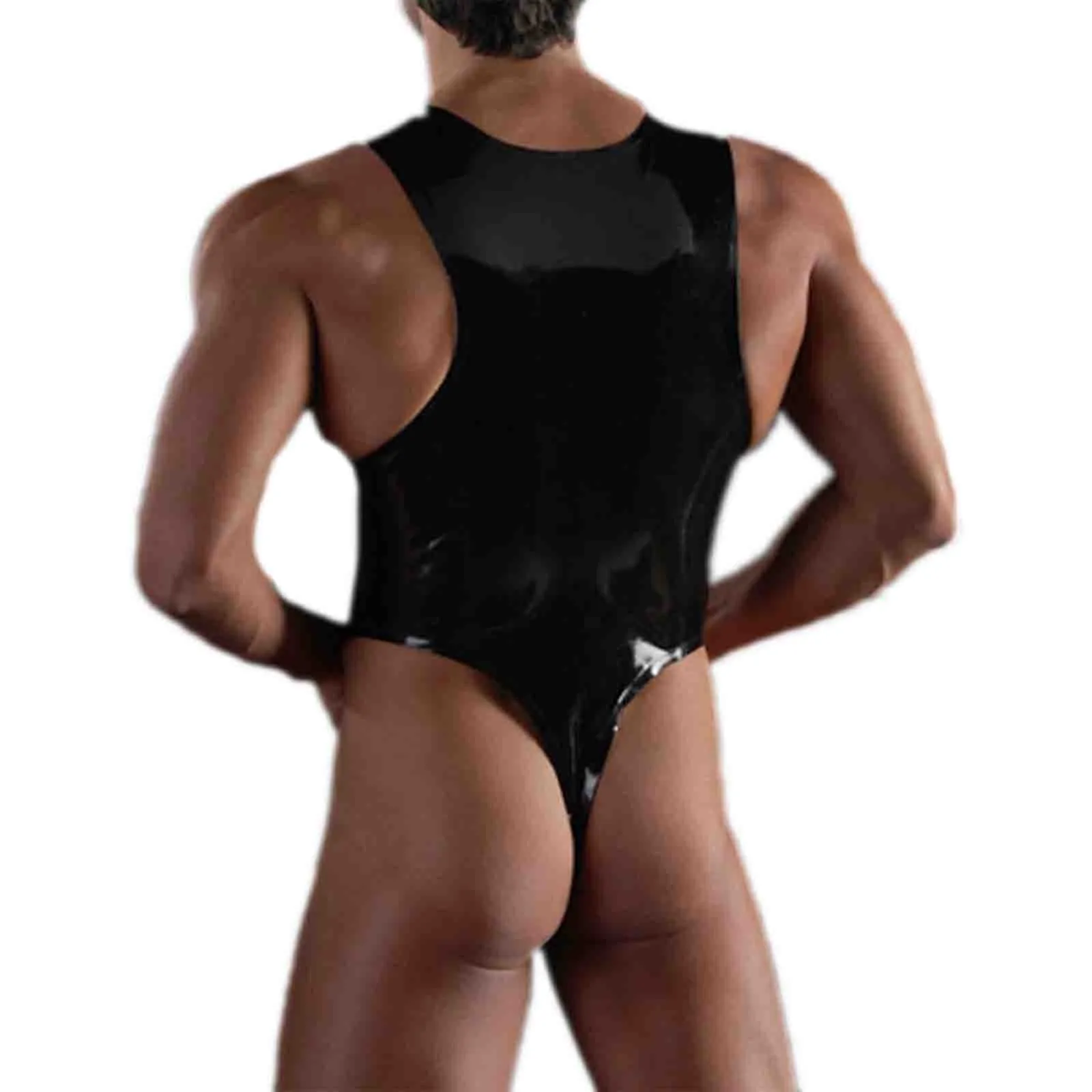 MONNIK Black Latex Bodysuit sexy Tight men Rubber One Piece Vest underwear corset for fetish party club wear