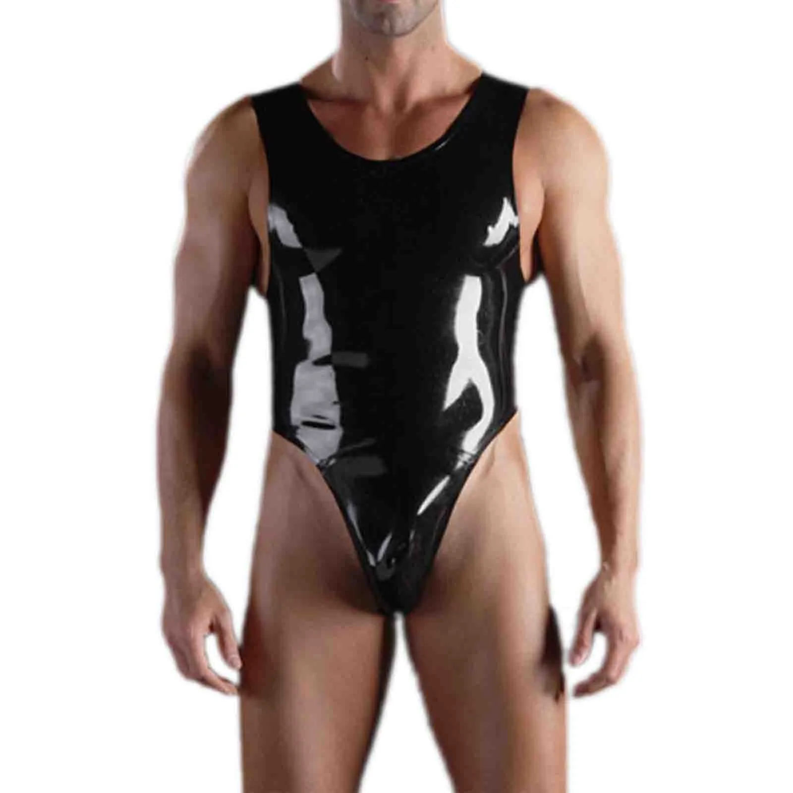 MONNIK Black Latex Bodysuit sexy Tight men Rubber One Piece Vest underwear corset for fetish party club wear