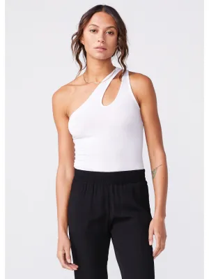 Monrow One Shoulder Bodysuit in White