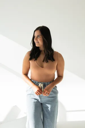 Morgan V-Neck Bodysuit | Clay