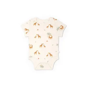 MORI Print Short Sleeve Bodysuit - Giraffe