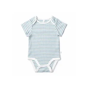 MORI Ribbed Short Sleeve Bodysuit - Sea Stripe