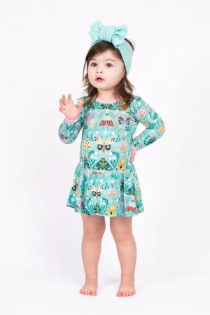 Moth Print Bamboo Ruffle Dress Bodysuit for Babies