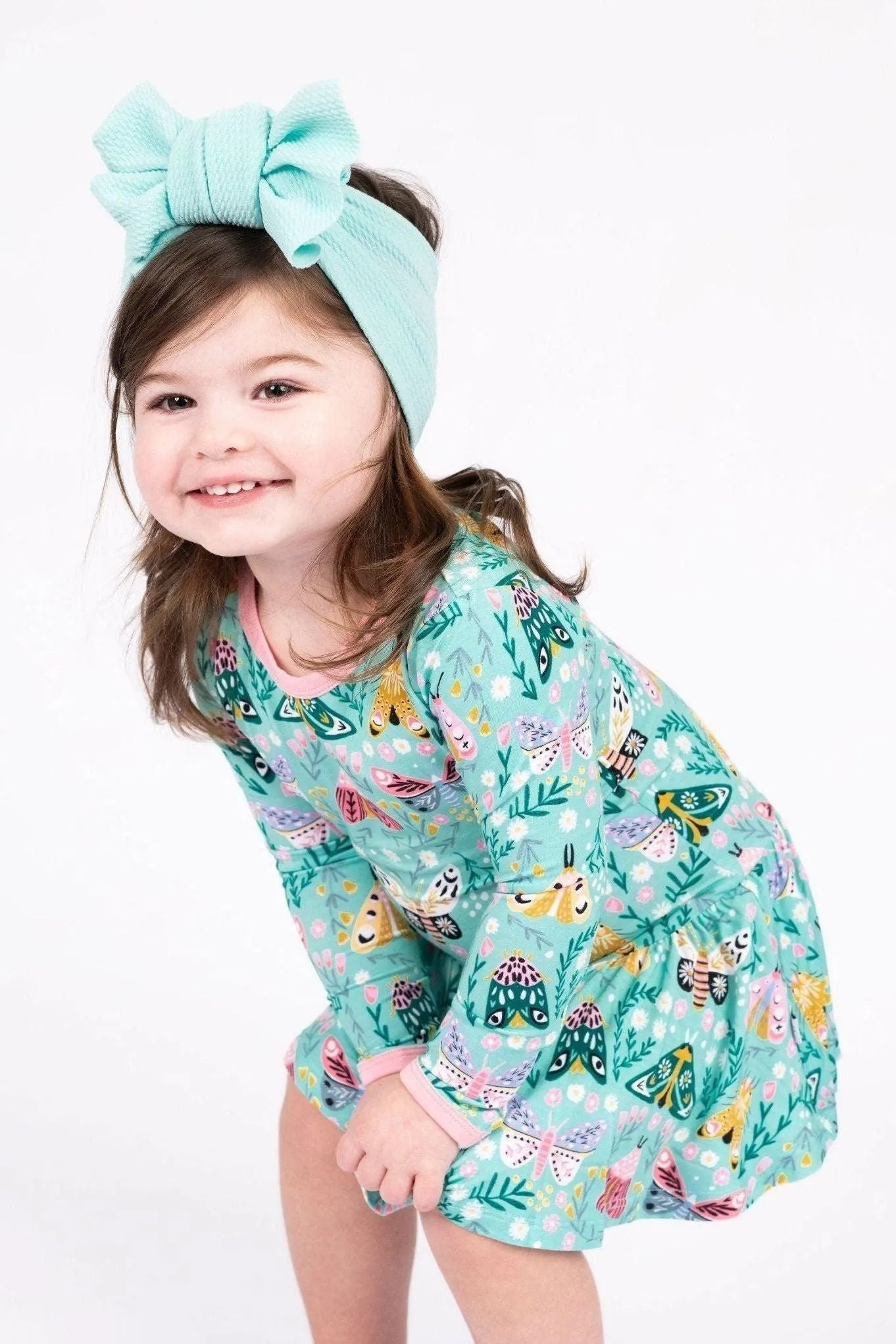 Moth Print Bamboo Ruffle Dress Bodysuit for Babies