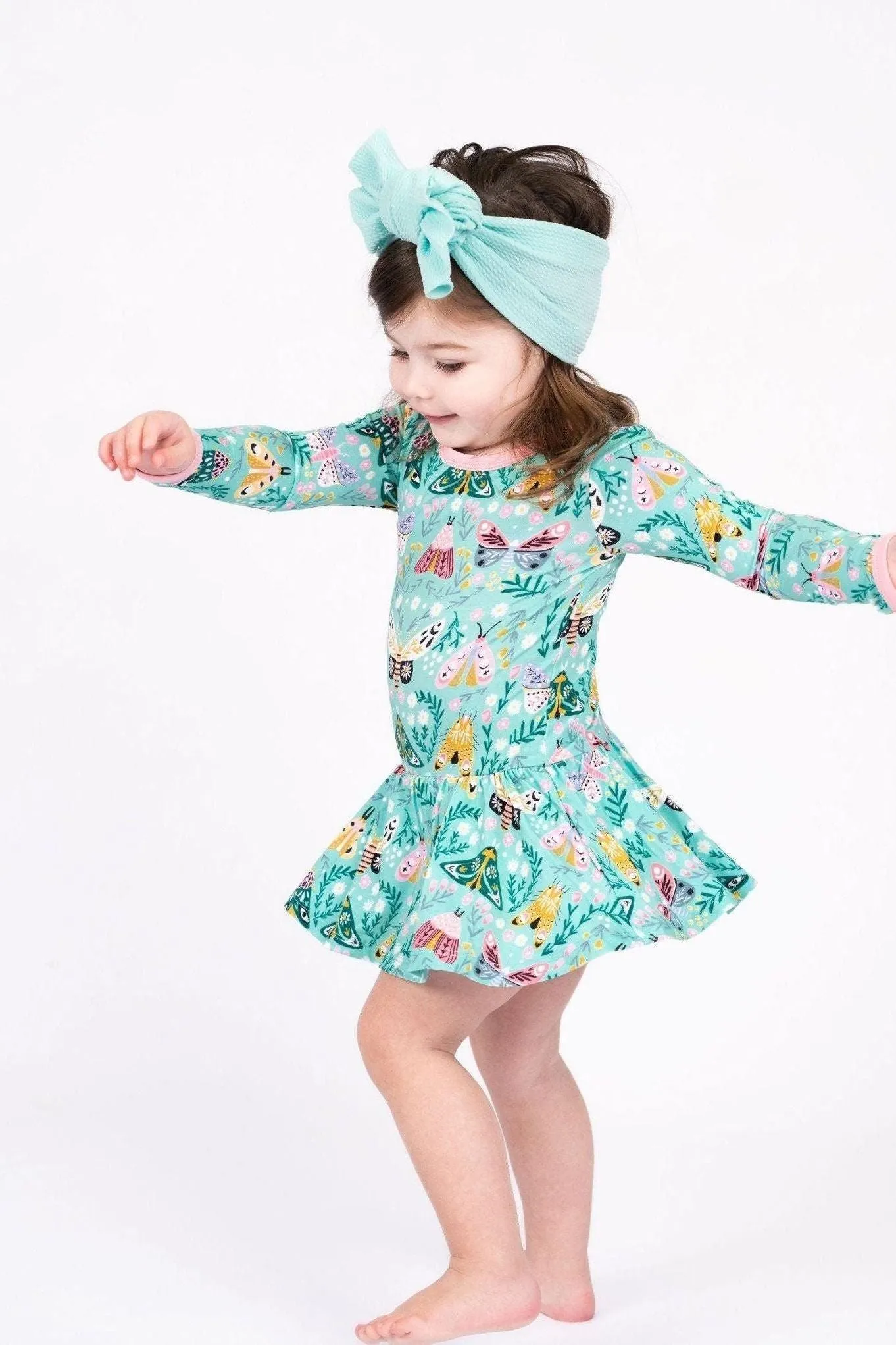 Moth Print Bamboo Ruffle Dress Bodysuit for Babies