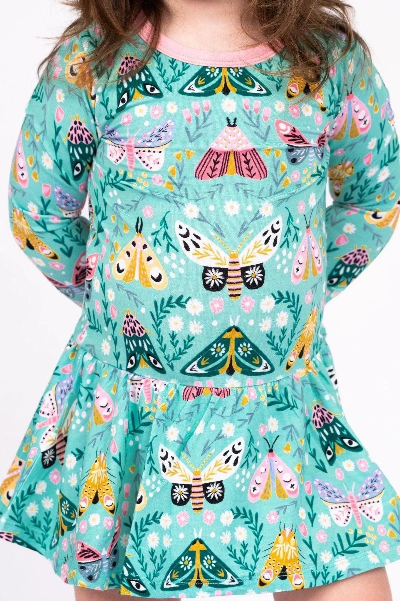 Moth Print Bamboo Ruffle Dress Bodysuit for Babies