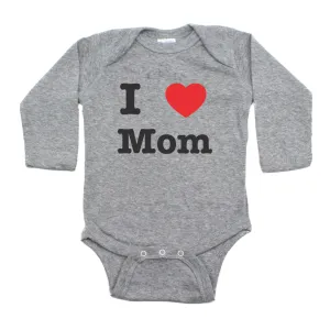 Mother's Day I Heart Love Mom Long Sleeve Baby Infant Bodysuit