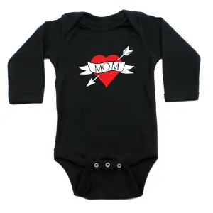 Mother's Day I Love Mom Heart Tattoo Long Sleeve Baby Infant Bodysuit