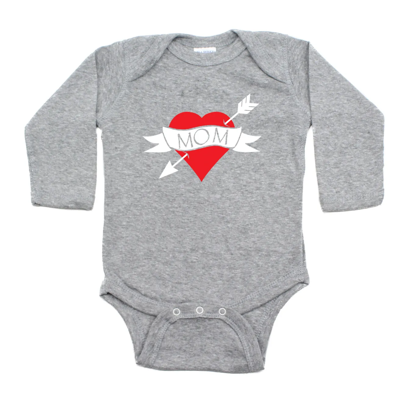 Mother's Day I Love Mom Heart Tattoo Long Sleeve Baby Infant Bodysuit