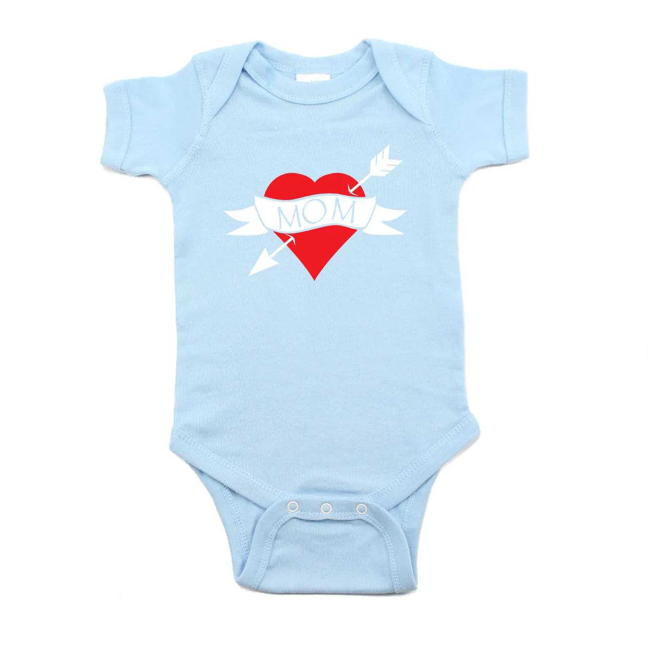 Mother's Day I Love Mom Heart Tattoo Short Sleeve Baby Infant Bodysuit