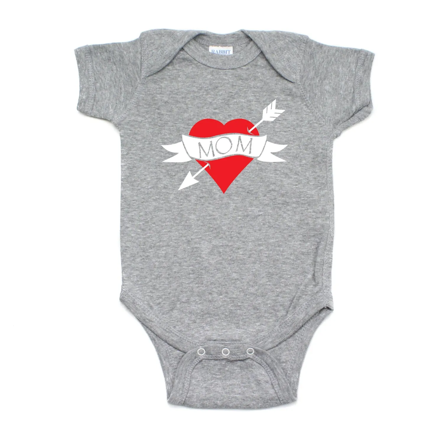 Mother's Day I Love Mom Heart Tattoo Short Sleeve Baby Infant Bodysuit