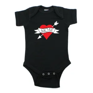Mother's Day I Love Mom Heart Tattoo Short Sleeve Baby Infant Bodysuit