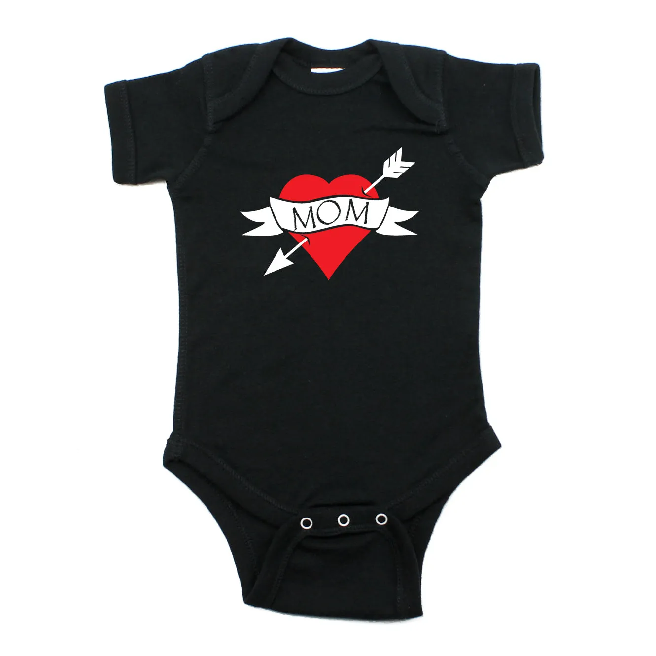 Mother's Day I Love Mom Heart Tattoo Short Sleeve Baby Infant Bodysuit