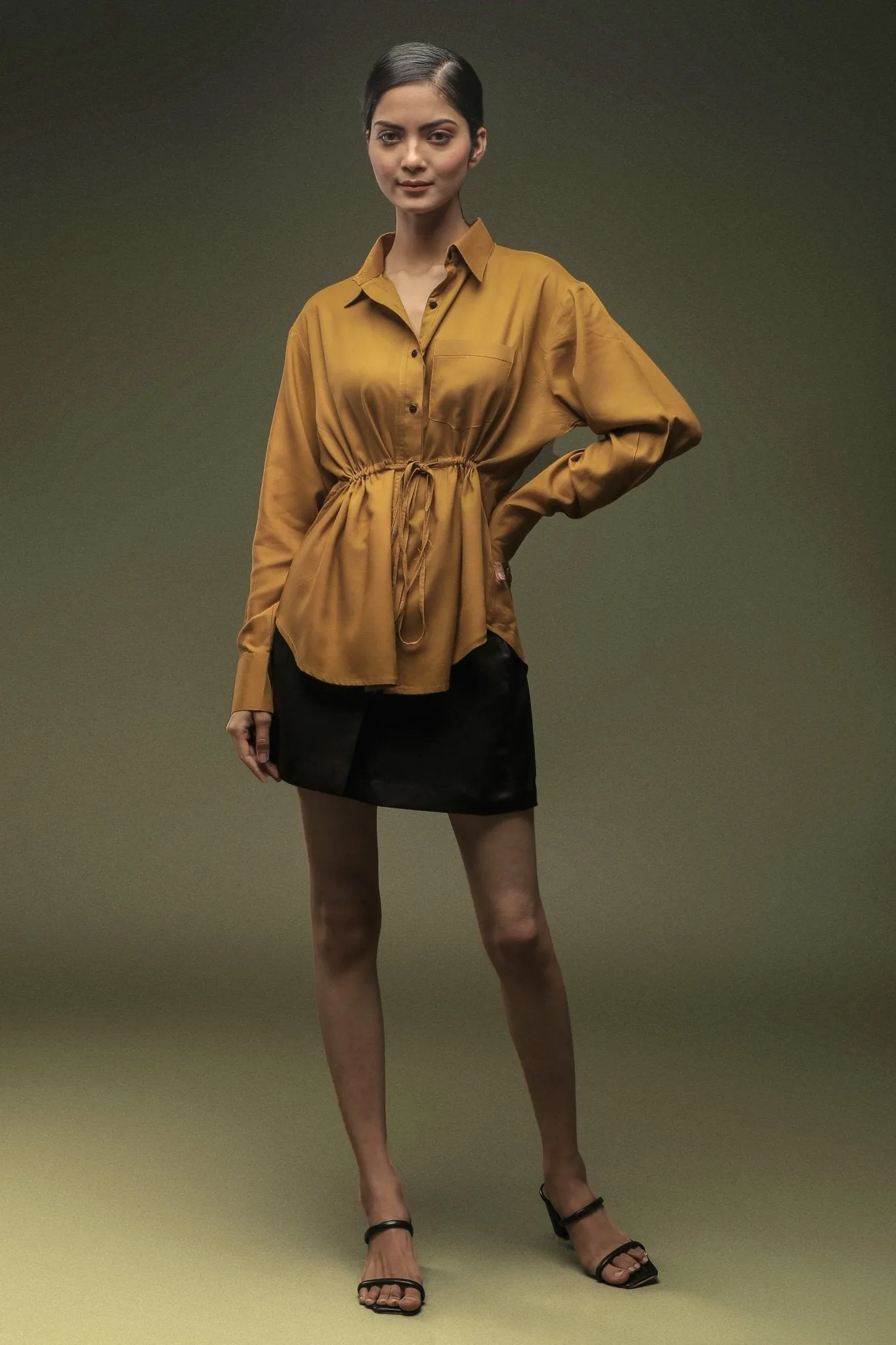 Mustard Yellow Drawstring Shirt