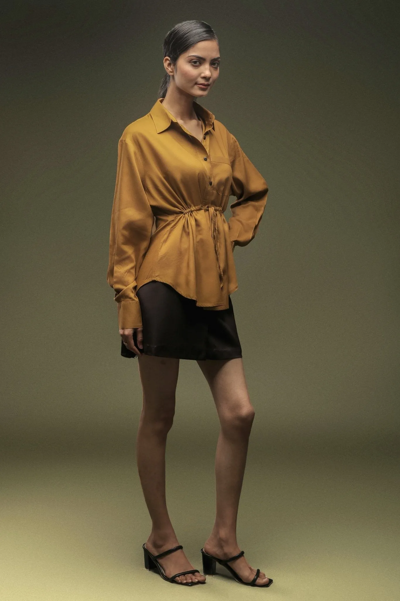 Mustard Yellow Drawstring Shirt