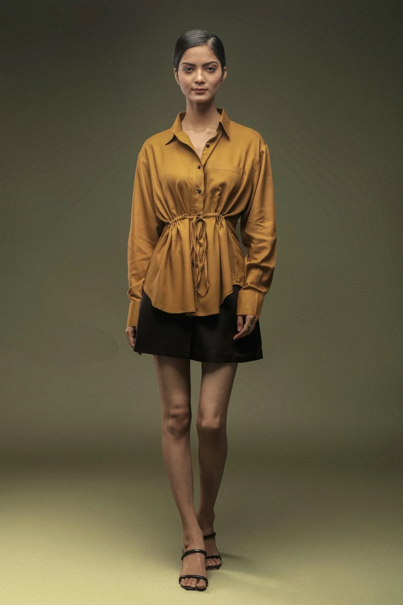 Mustard Yellow Drawstring Shirt