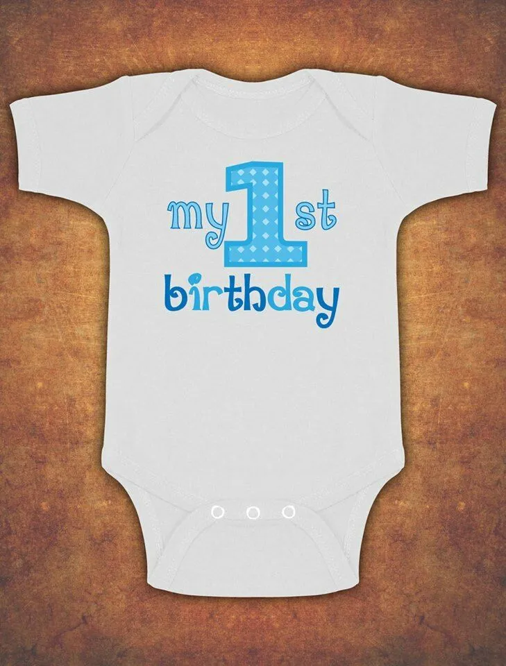 My First 1st Birthday Cute Baby Kids Preset Grow Body Suit Vest Boy