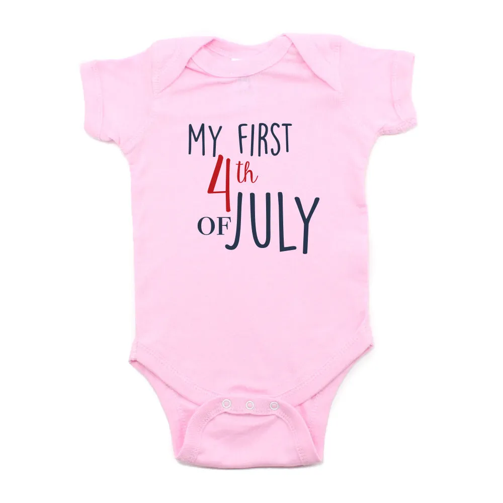 My First 4th of July Bold Text Short Sleeve Infant Bodysuit