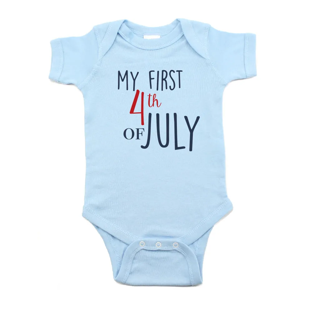 My First 4th of July Bold Text Short Sleeve Infant Bodysuit