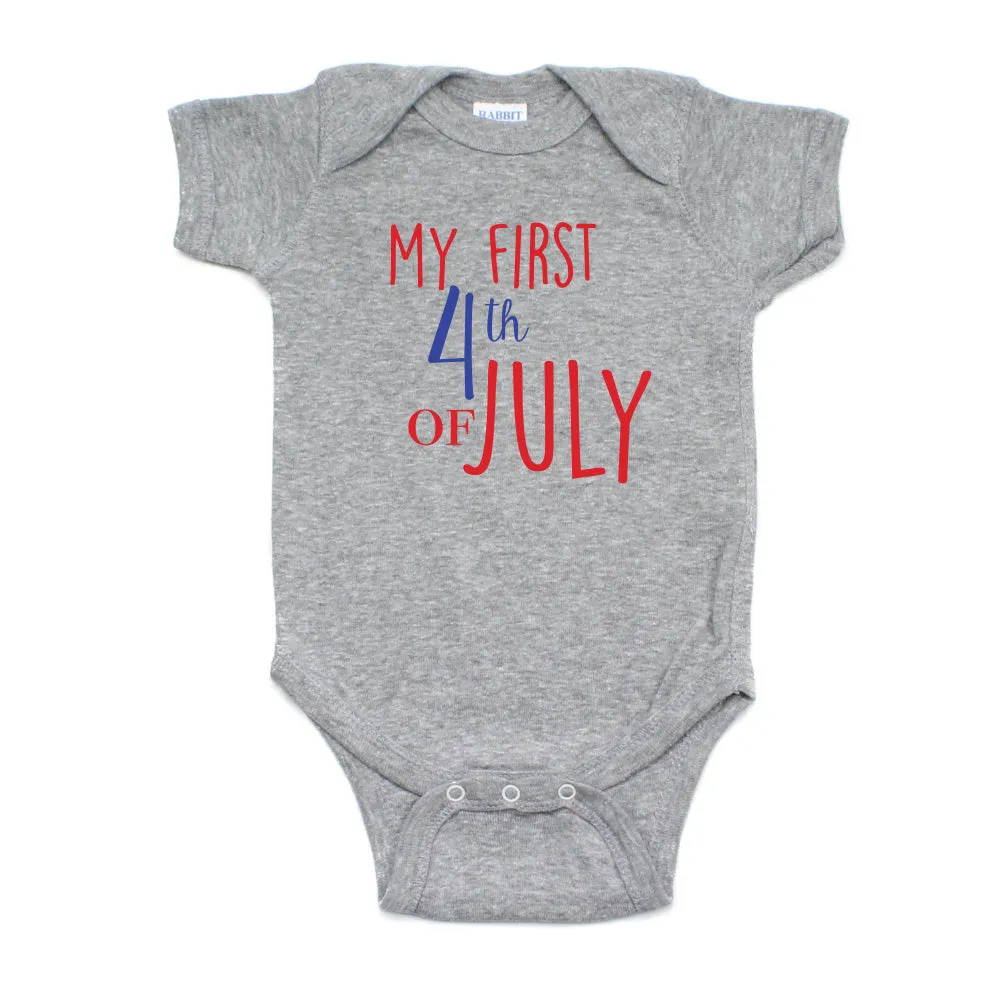 My First 4th of July Bold Text Short Sleeve Infant Bodysuit