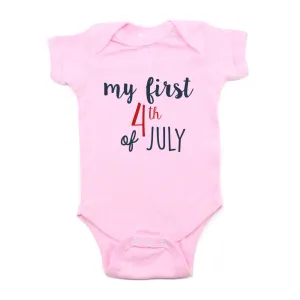 My First 4th of July Cursive Text Short Sleeve Infant Bodysuit