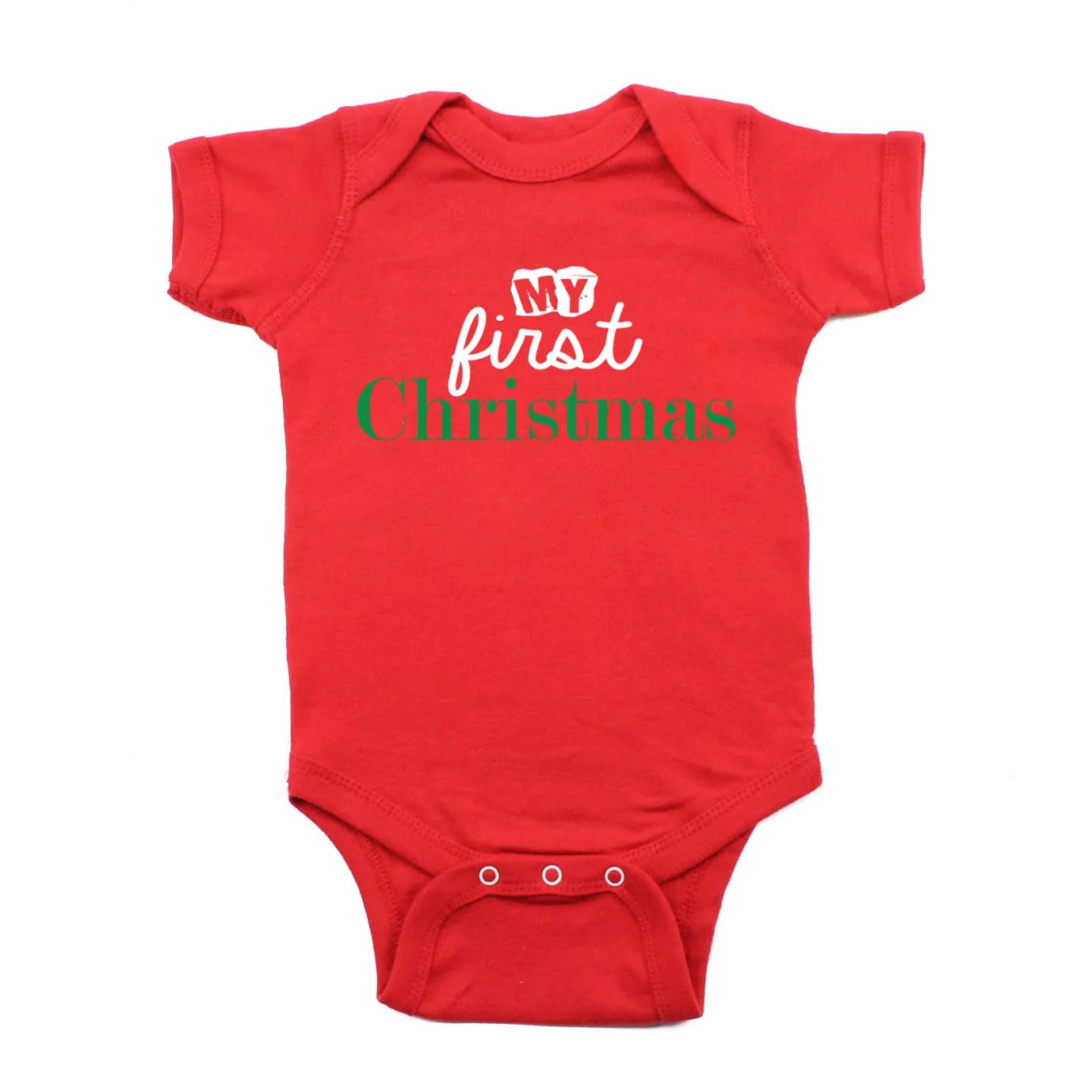 My First Christmas Holiday Short Sleeve Baby Infant Bodysuit