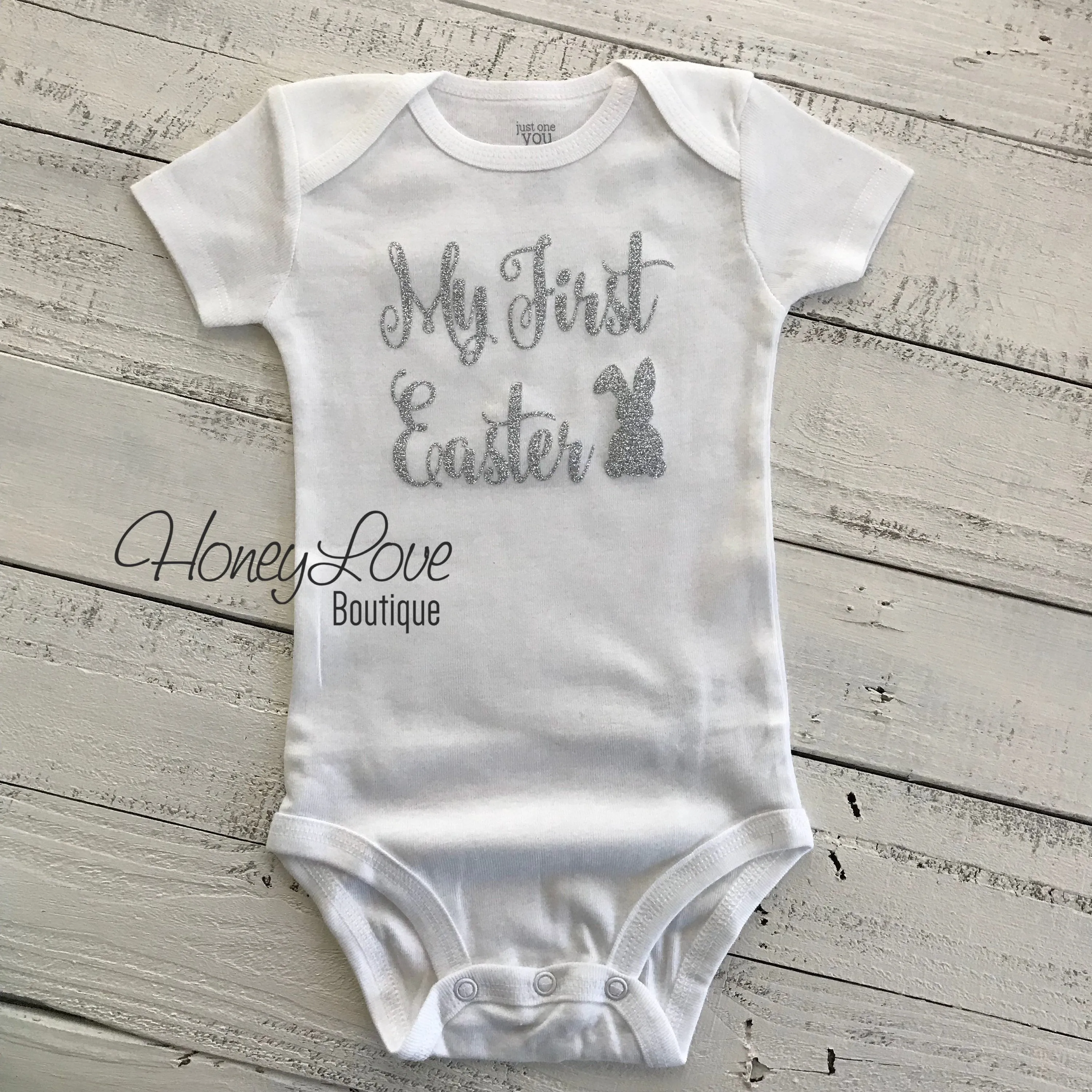 My First Easter bodysuit - Silver or Gold glitter