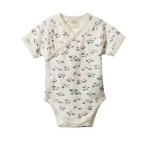 Nature Baby - Short Sleeve Kimono Bodysuit - Waterlilies Print