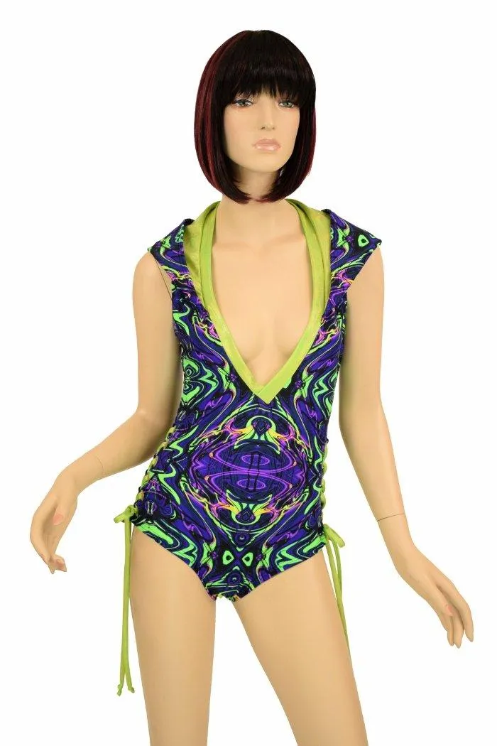 Neon Melt Deep Bro V Hooded Romper
