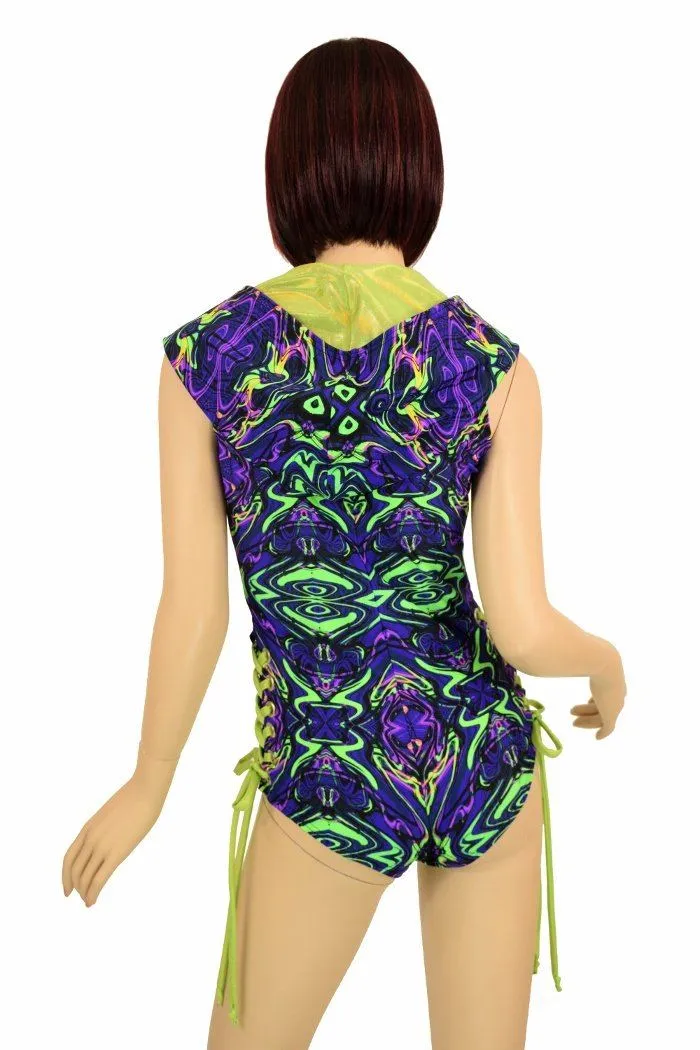 Neon Melt Deep Bro V Hooded Romper