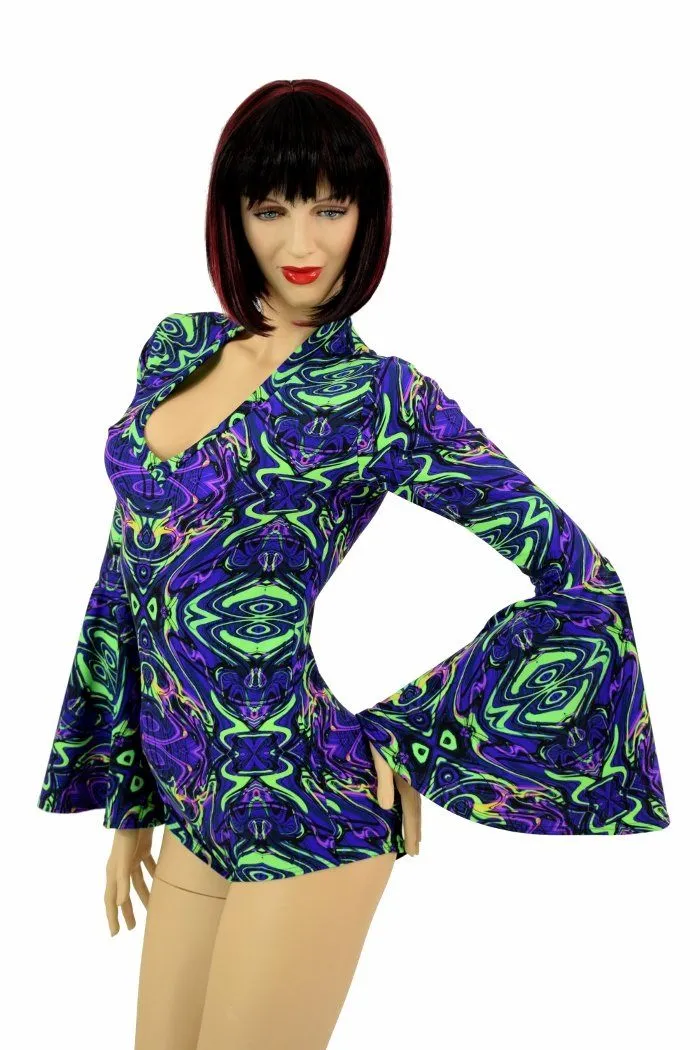 Neon Melt Trumpet Sleeve Romper