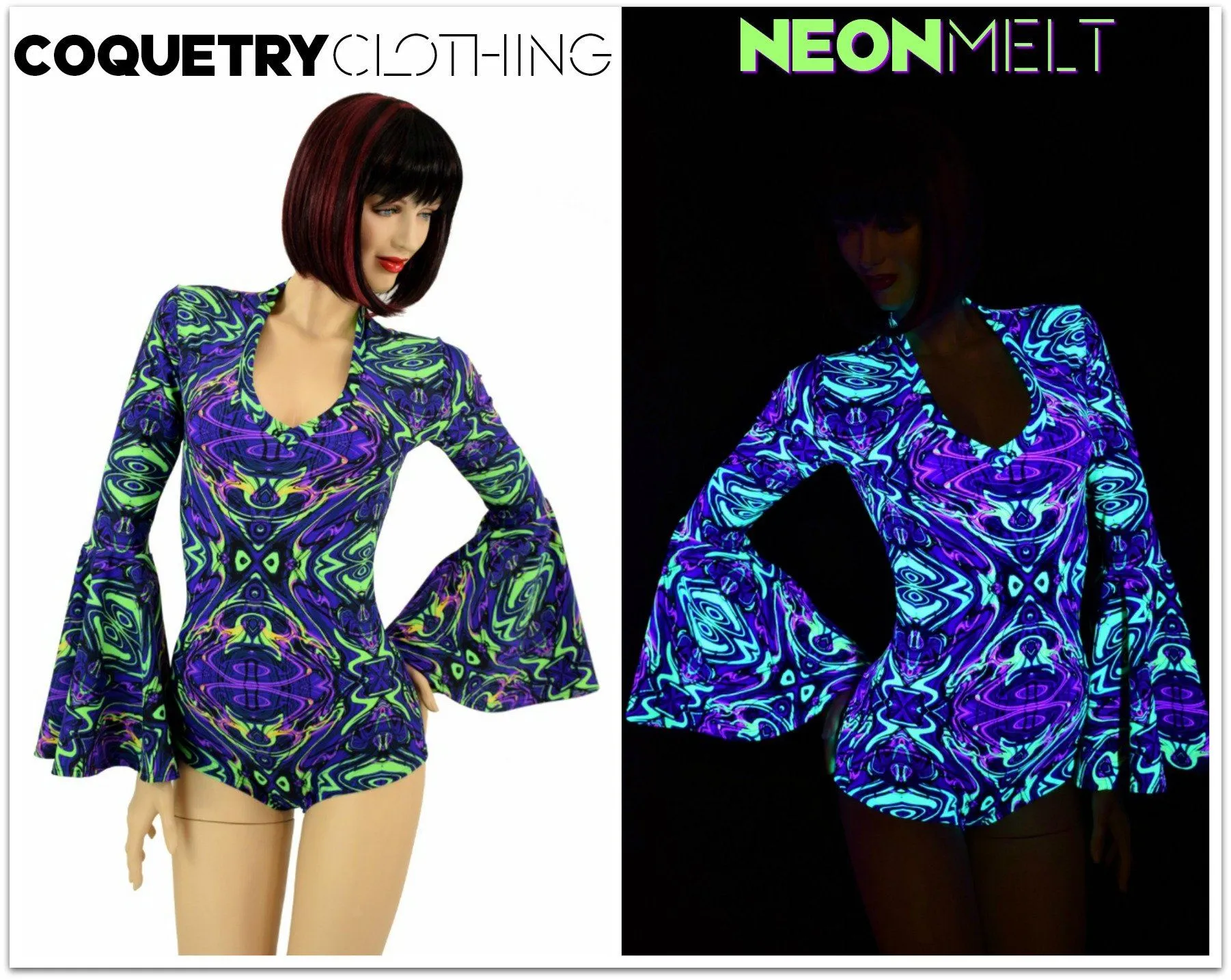 Neon Melt Trumpet Sleeve Romper