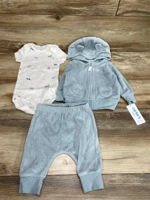 NEW Carter's 3pc Terry Hoodie Set Blue sz 3m