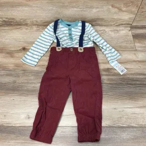 NEW Cat & Jack 3Pc Henley Bodysuit Suspender Set sz 18m