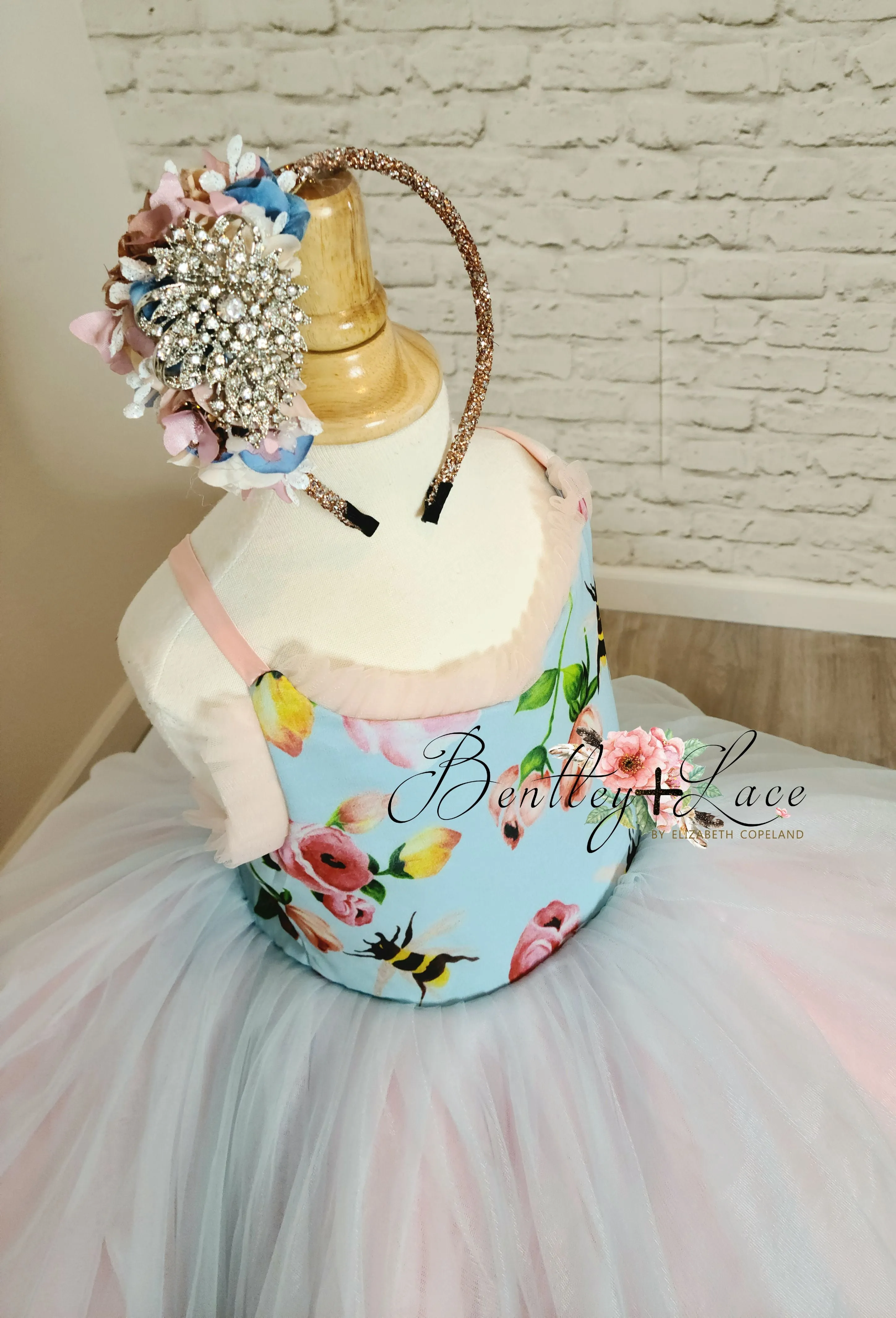 New condition retired rental "Margot" -  Floor Length Floral Toddler Chiffon Gown ( 3 Year - Petite 4 Year)