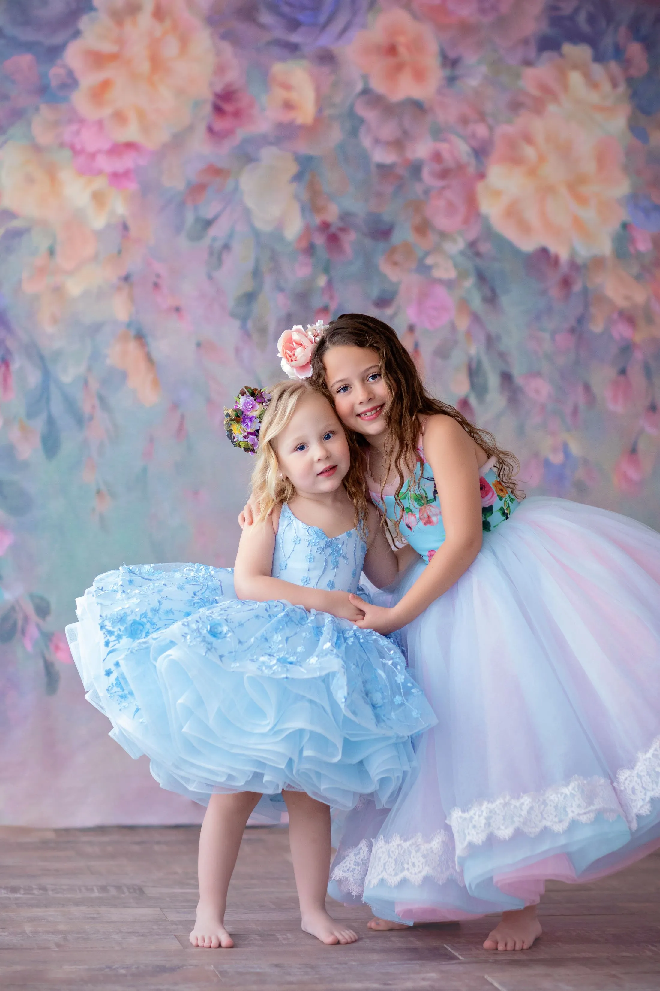New condition retired rental "Margot" -  Floor Length Floral Toddler Chiffon Gown ( 3 Year - Petite 4 Year)