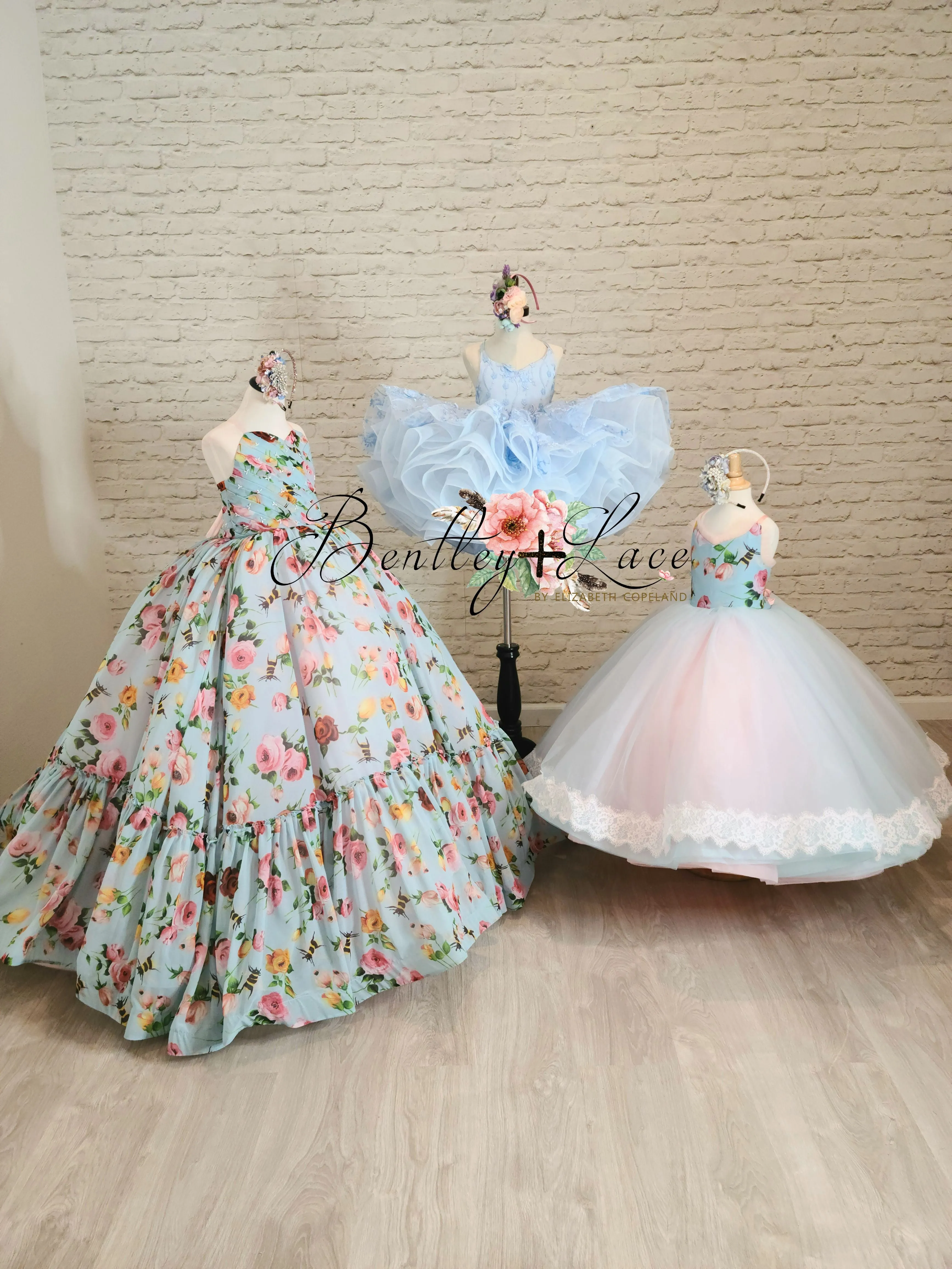 New condition retired rental "Margot" -  Floor Length Floral Toddler Chiffon Gown ( 3 Year - Petite 4 Year)