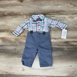 NEW Just One You 4Pc Plaid Button-Up Suspender Set sz 3m